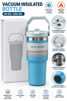 Light blue insulated bottle and packaging
