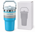 Light blue insulated bottle features