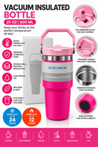 Hot pink insulated bottle features