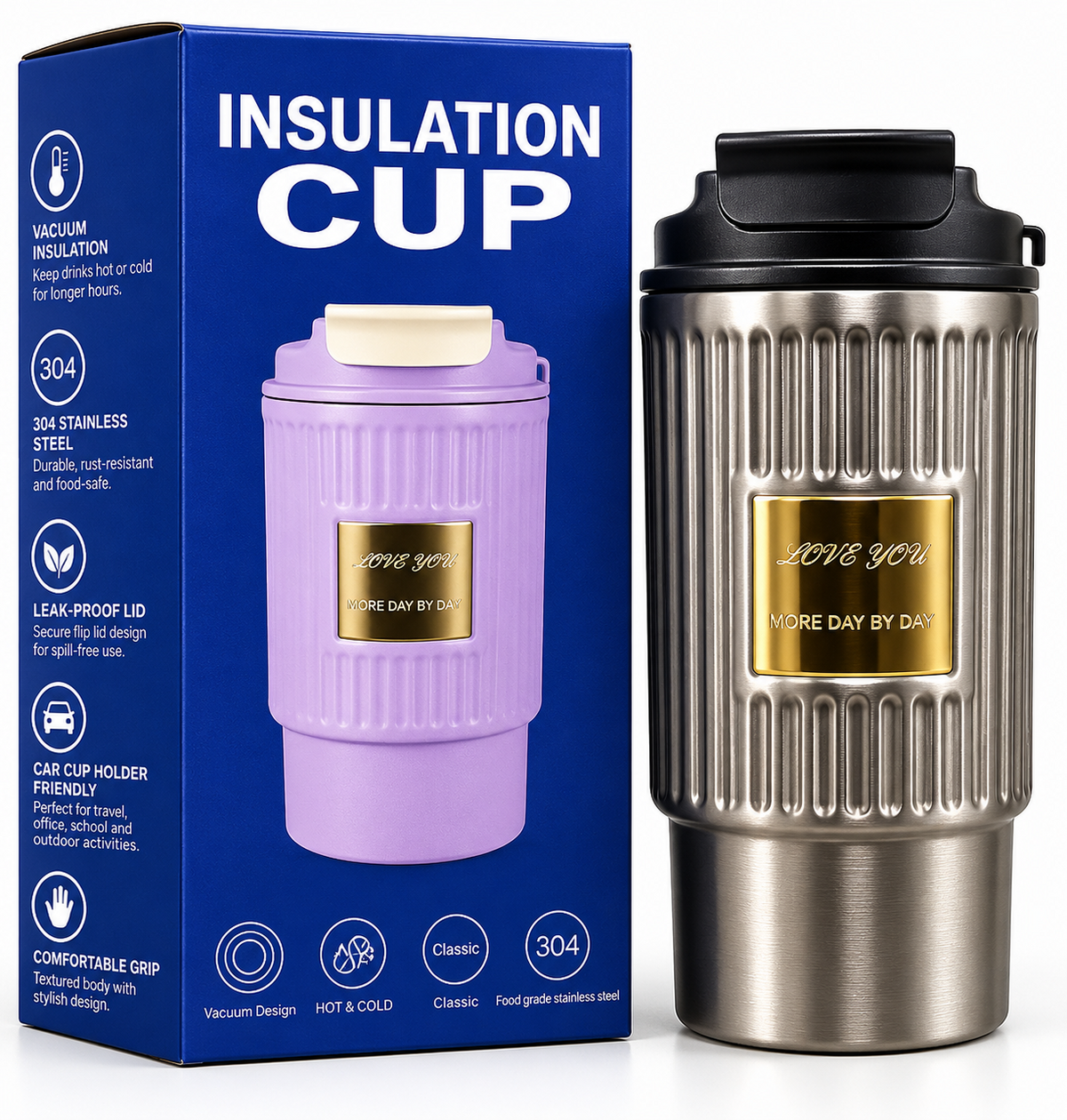 Insulated travel cup product features
