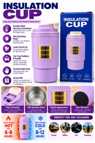 Lilac insulated cup product features and detail views