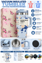 Blue floral insulated tumbler and floral gift box