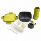 2PC 3 Compartment Square Bento Lunchbox Set - 1100ml Lunchbox + 550ml Bottle - Home Phase