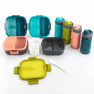 2PC 3 Compartment Square Bento Lunchbox Set - 1100ml Lunchbox + 550ml Bottle - Home Phase