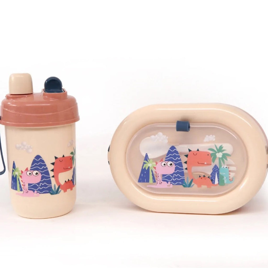 2PC Oval 2 Compartment Bento Kidz Lunch Box & Bottle - StylePhase SA