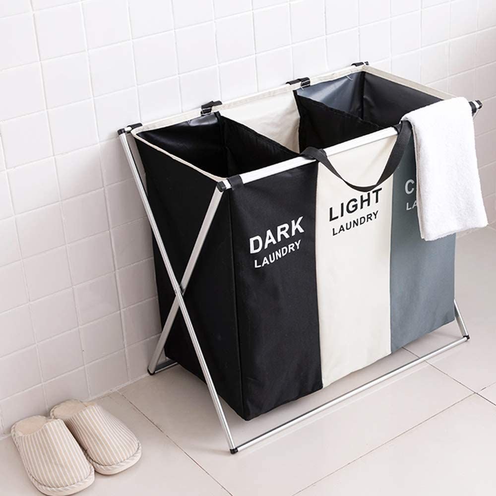 3 Compartment Colour Divided Laundry Basket - Style Phase Home
