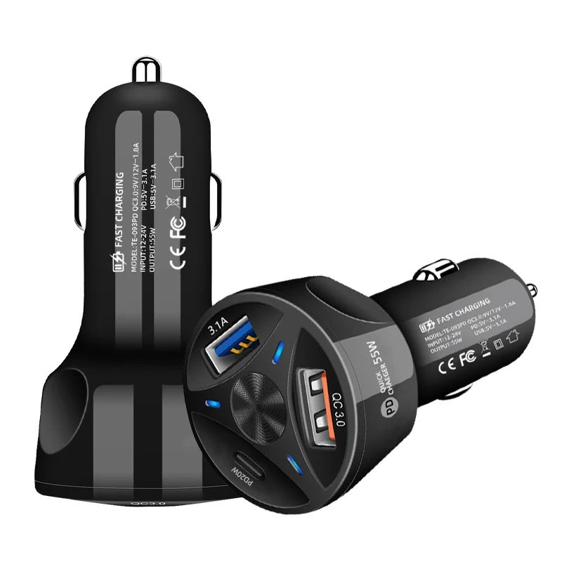 3 Port Car Charger Adapter - 50W Fast Charger - StylePhase SA