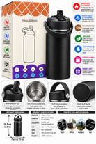 Black 400ml insulated bottle and packaging