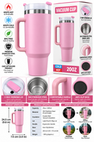 Light pink vacuum tumbler with handle on white background