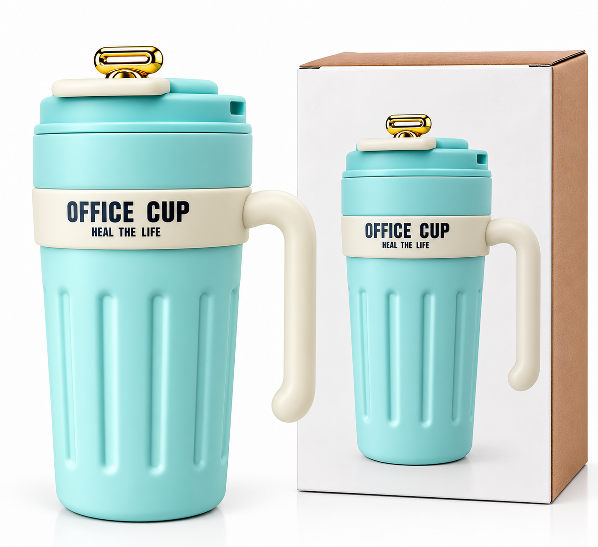 Turquoise and cream Office Cup with box