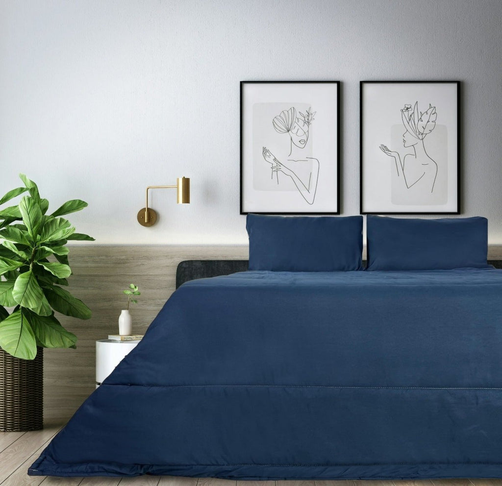 3PC Microfibre Plain Comforter Set - Queen - StylePhase SA