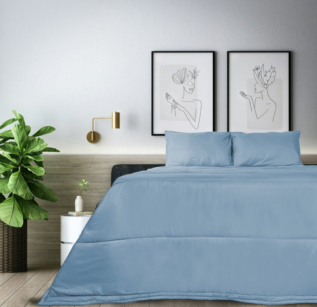 3PC Microfibre Plain Comforter Set - Queen - StylePhase SA