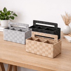 4 Compartment Woven Organizer With Handle - Home Phase