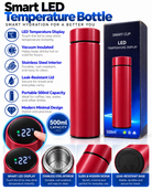 Red 500ml smart LED temperature bottle features and details