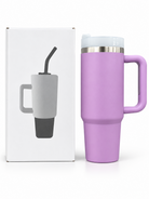 Purple 40oz 1200ml insulated travel mug with handle and box
