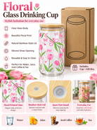 Floral glass cup details and straw opening