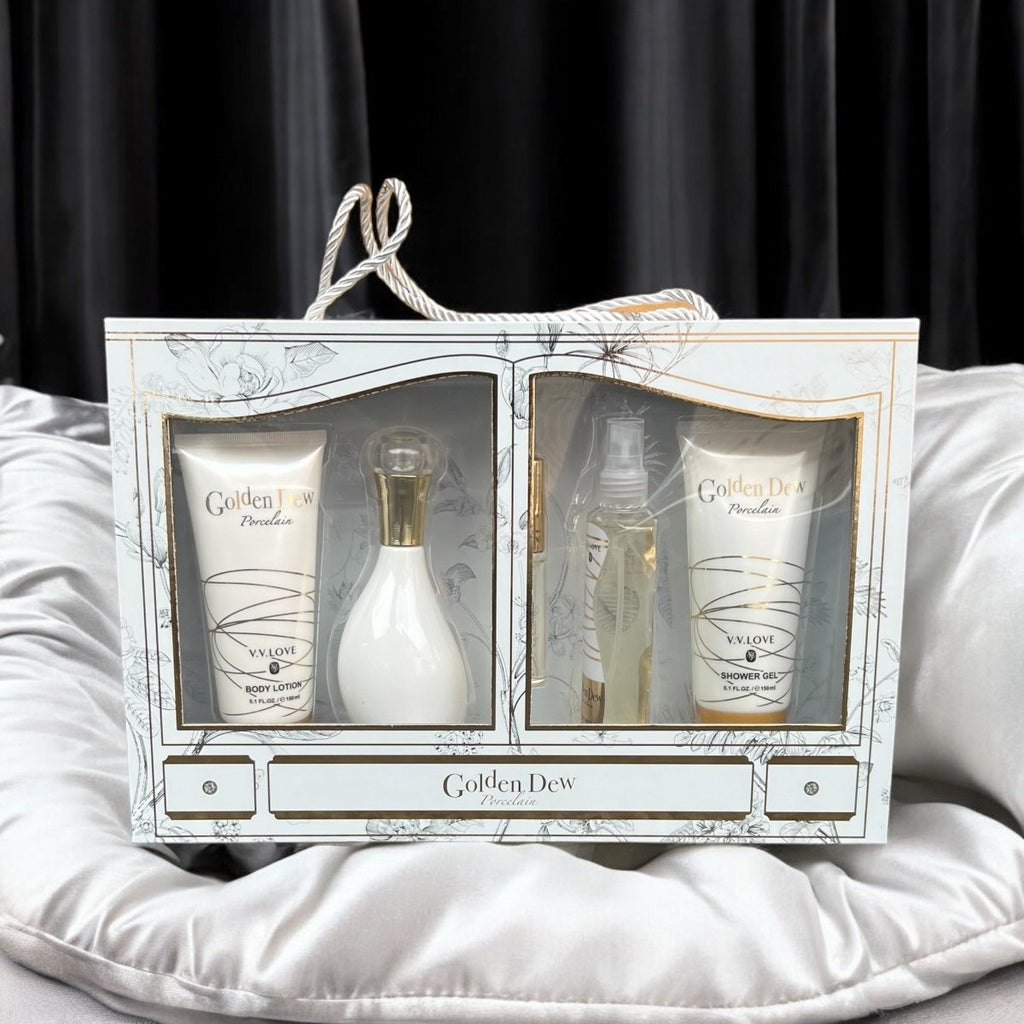 5PC Luxury Perfume Gift Set For Her - Golden Dew Porcelain - StylePhase SA