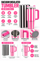 Hot pink and white striped tumbler with gift box