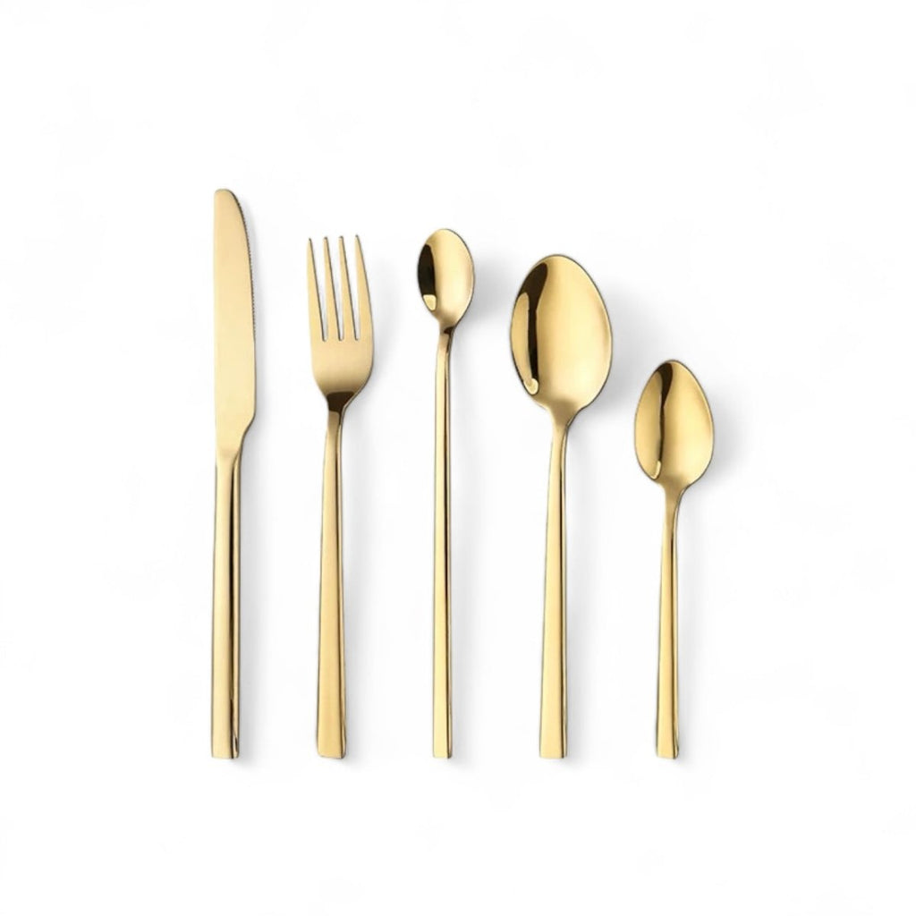6pcs Danny Home Stainless Steel Minimalist Gold Cutlery Sets - StylePhase SA
