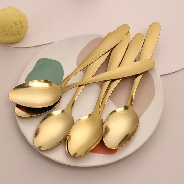 6pcs Danny Home Stainless Steel Minimalist Gold Spoon - StylePhase SA