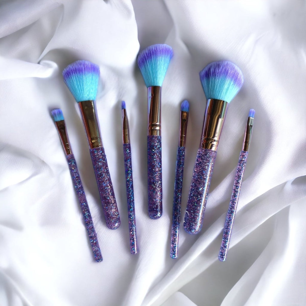 7 Piece Glitter Makeup Brush Set - StylePhase SA