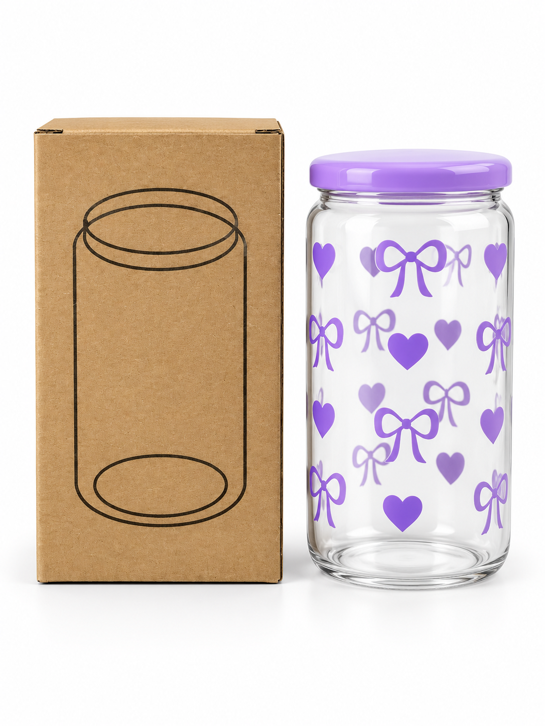 Purple bow glass drinking cup features