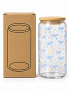 Blue bow glass cup and gift box