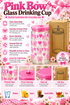 Pink bow and heart glass drinking cup and gift box