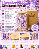 Lavender floral butterfly glass cup with gift box on white background
