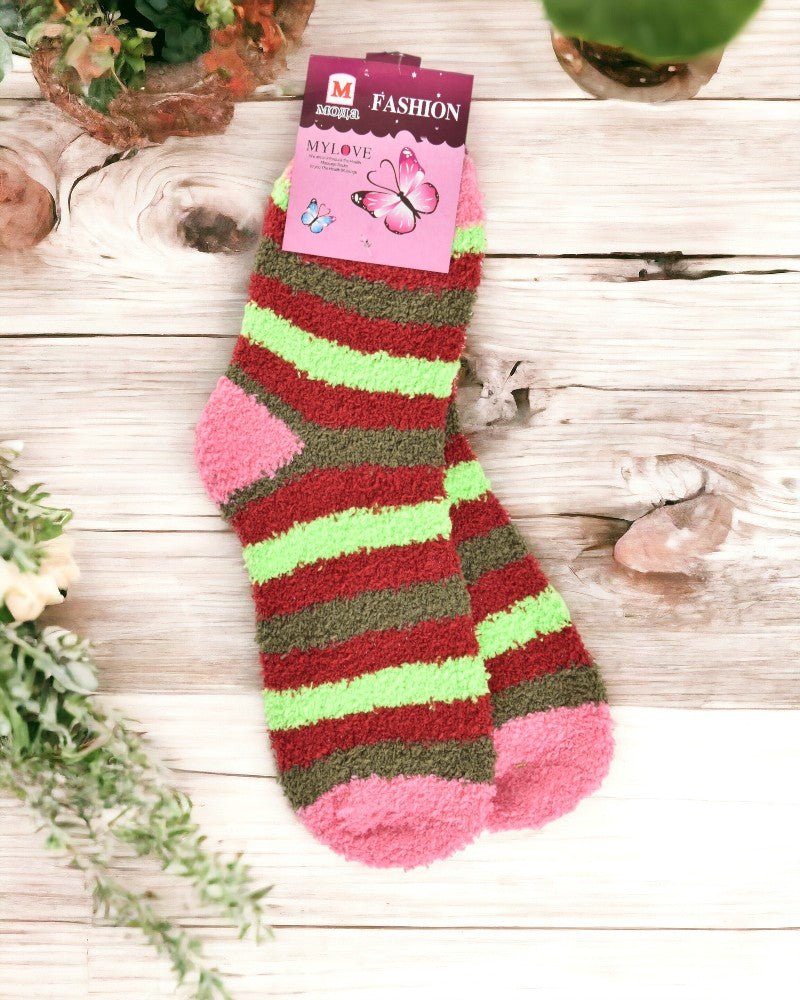 Ankle Fuzzy Stripe Socks - StylePhase SA