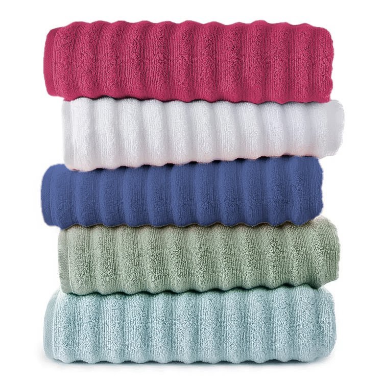 Aria 100% Cotton Terry Ribbed Bath Towel - 70 x 135 cm - StylePhase SA