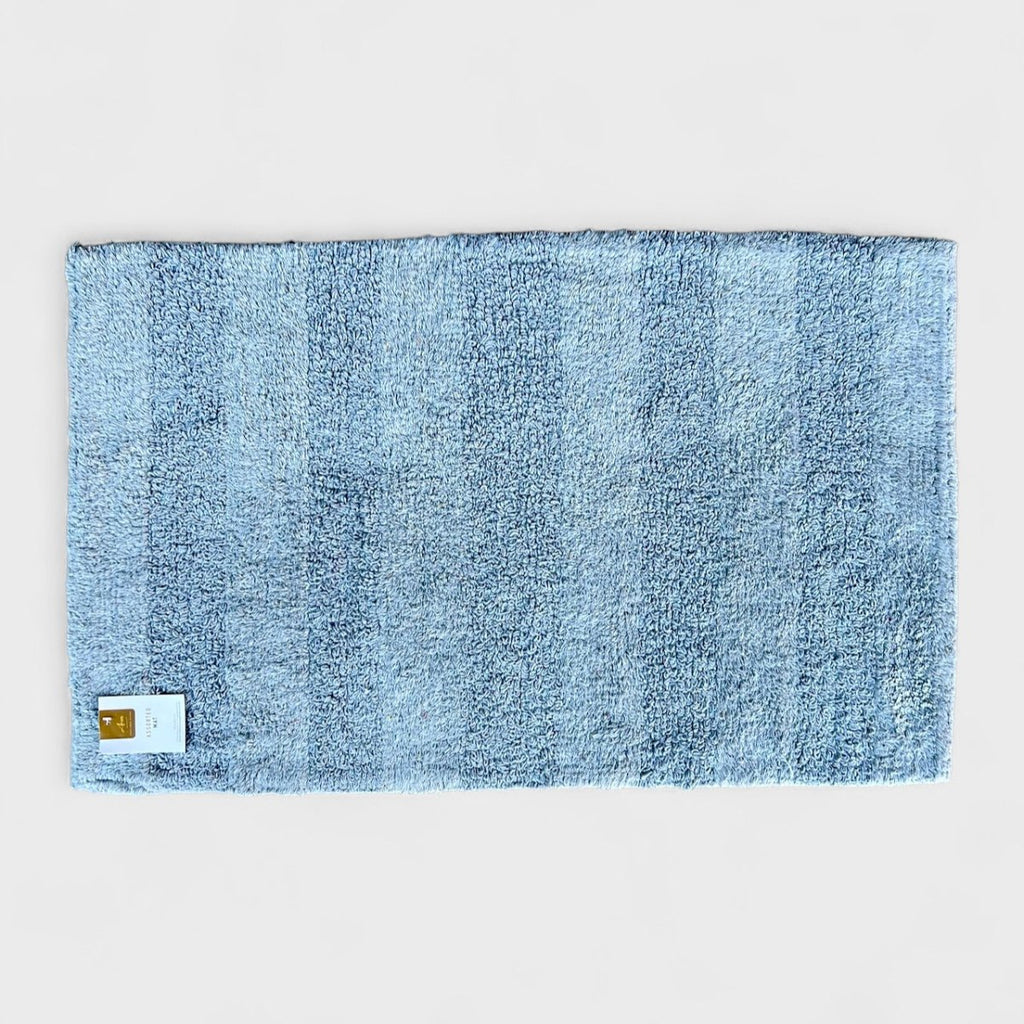Aria Cotton Blue Stripe Textured Bath Mat - 50 x 80 cm - StylePhase SA