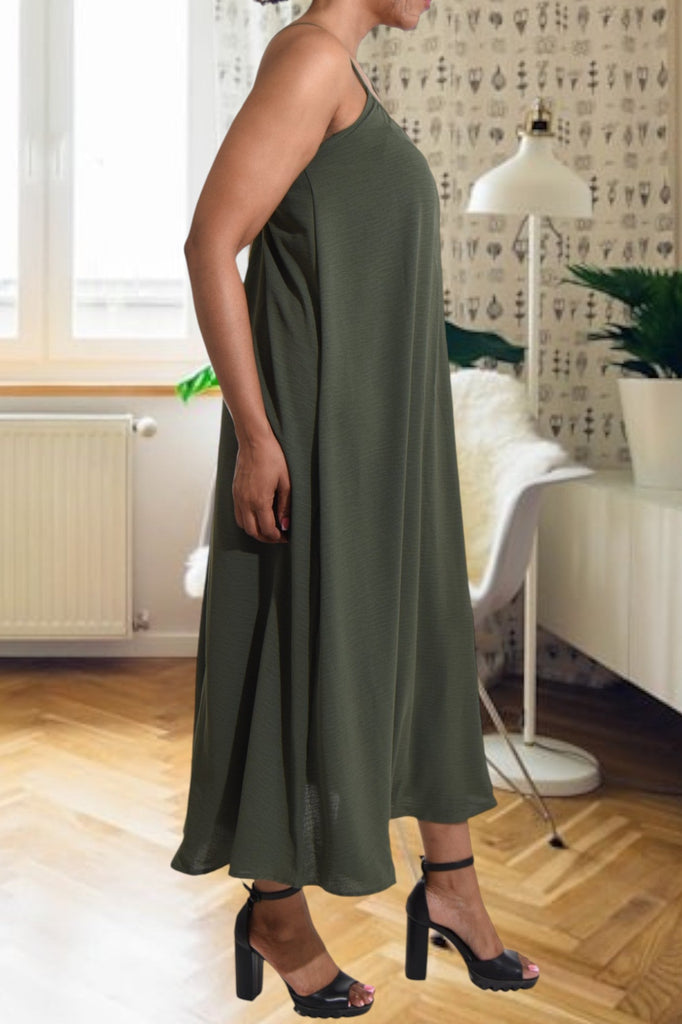 Army Green Strappy Maxi Dress - StylePhase SA