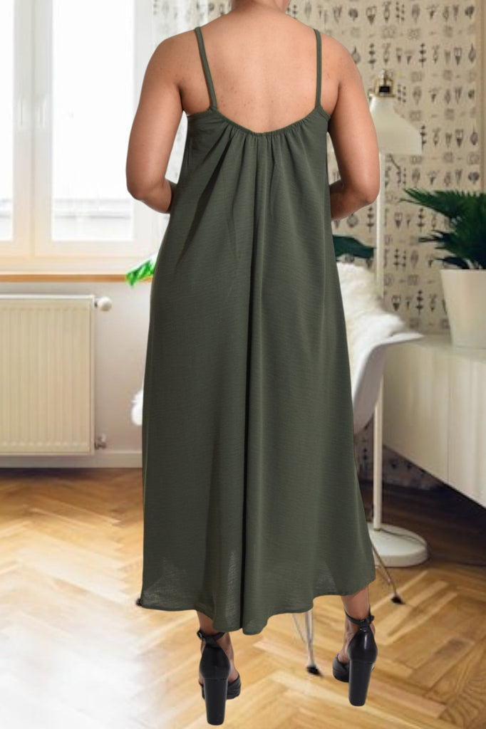 Army Green Strappy Maxi Dress - StylePhase SA