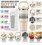 Beige 900ml insulated bottle product features