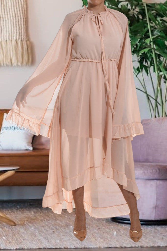 Beige Lined Maxi Dress - StylePhase SA