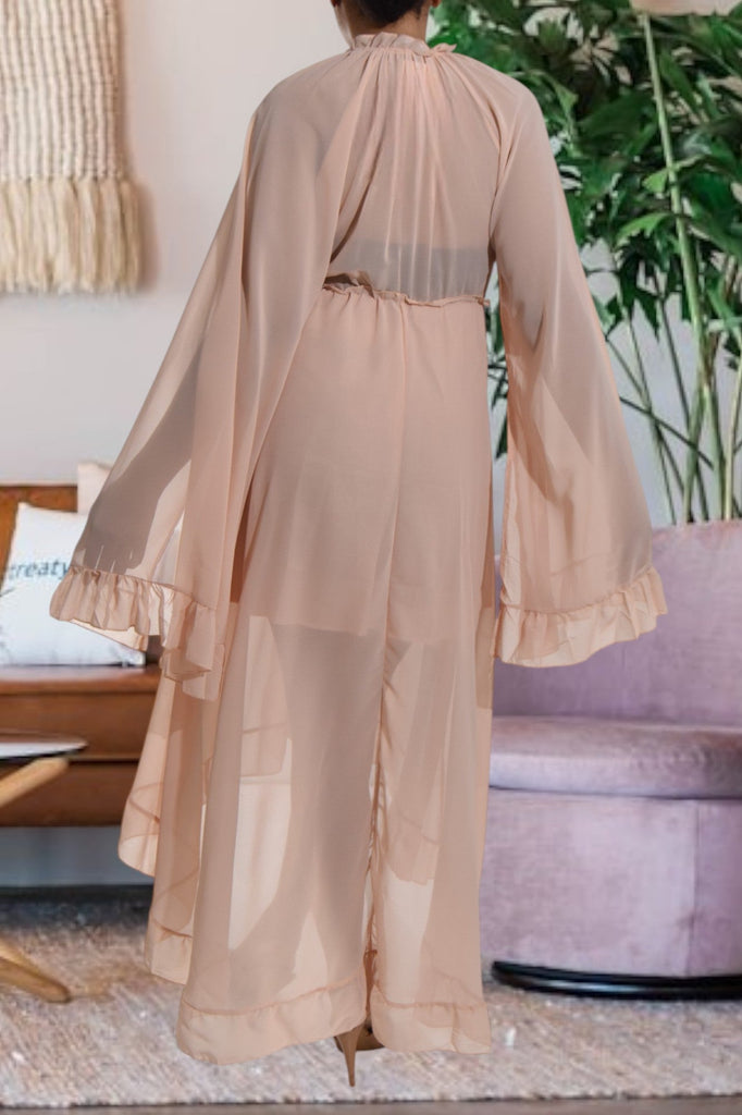 Beige Lined Maxi Dress - StylePhase SA