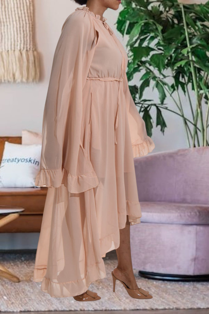 Beige Lined Maxi Dress - StylePhase SA