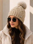 Beige Winter Pom Pom Beanies - StylePhase SA