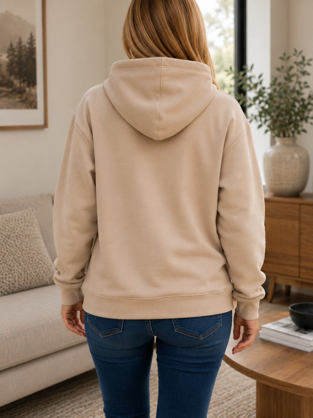 Biege Printed Fleece Hoody Top - Rumours - StylePhase SA