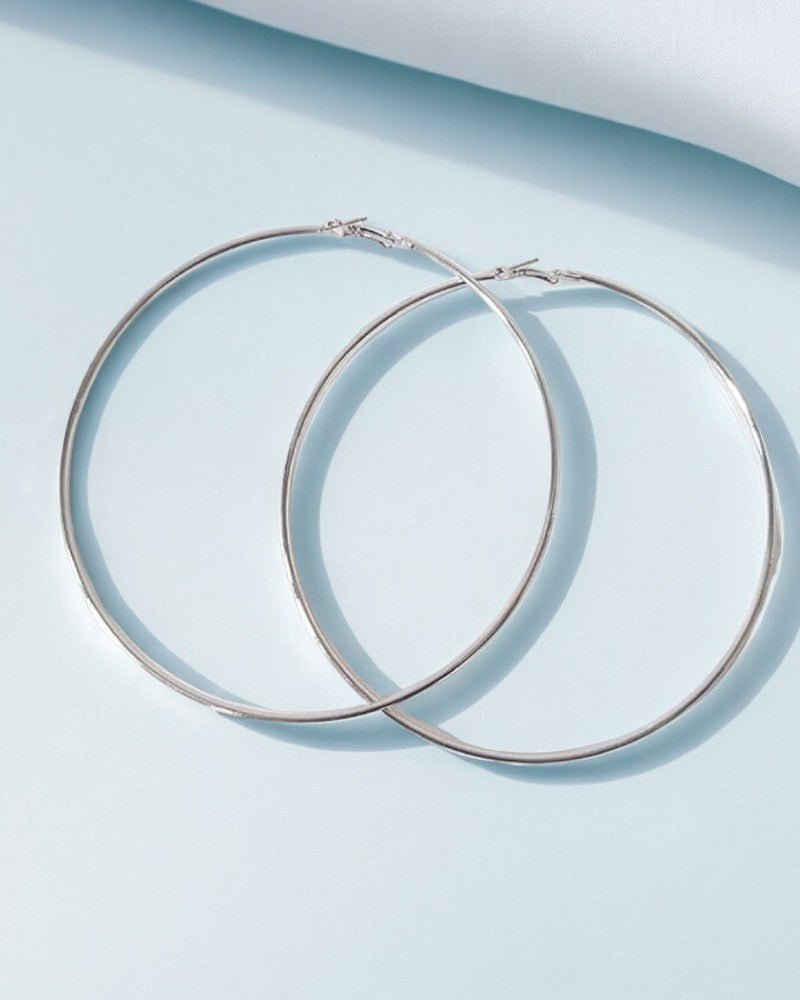 Big Round Silver Color Hoop Earrings - StylePhase SA