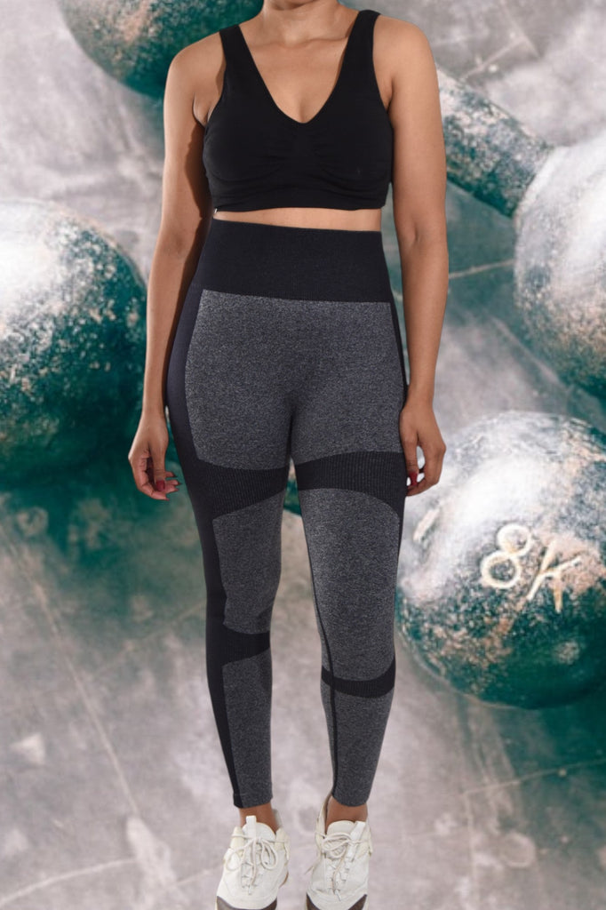 Black 2 Tone Active Wear Tights - StylePhase SA