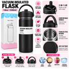 Black vacuum insulated flask features and instructions