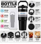 Black 900ml insulated bottle and packaging