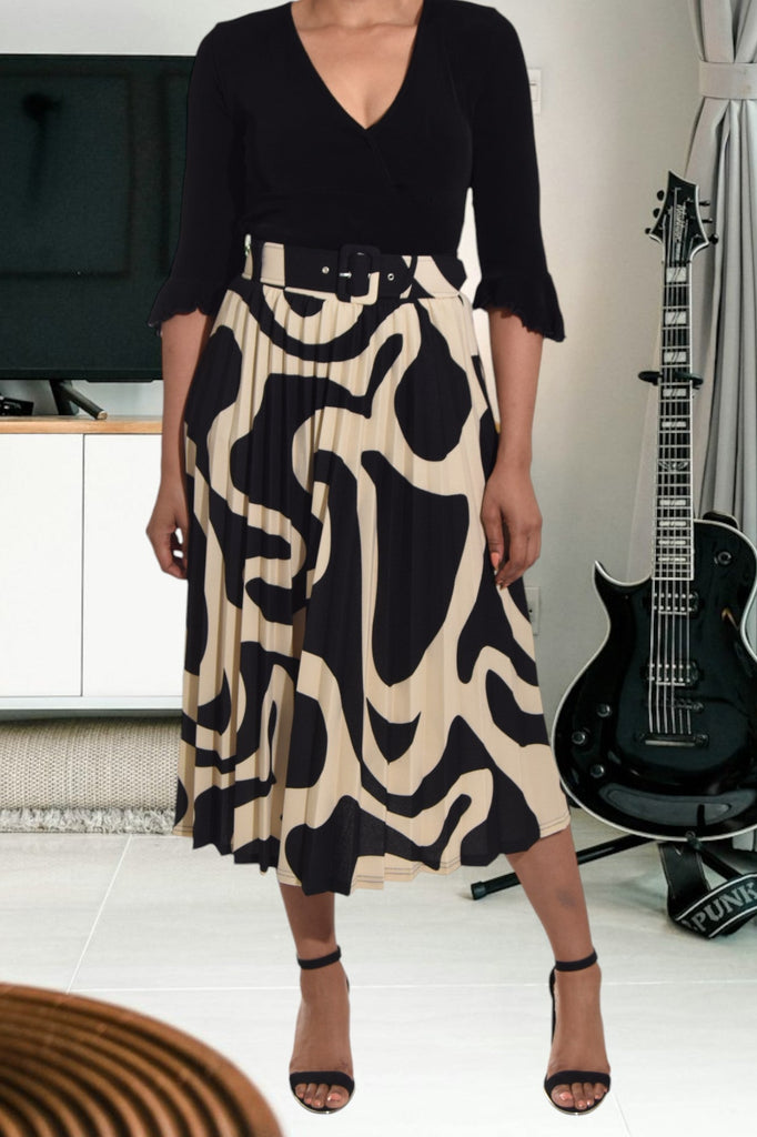 Black And Brown Belted Skirt - StylePhase SA