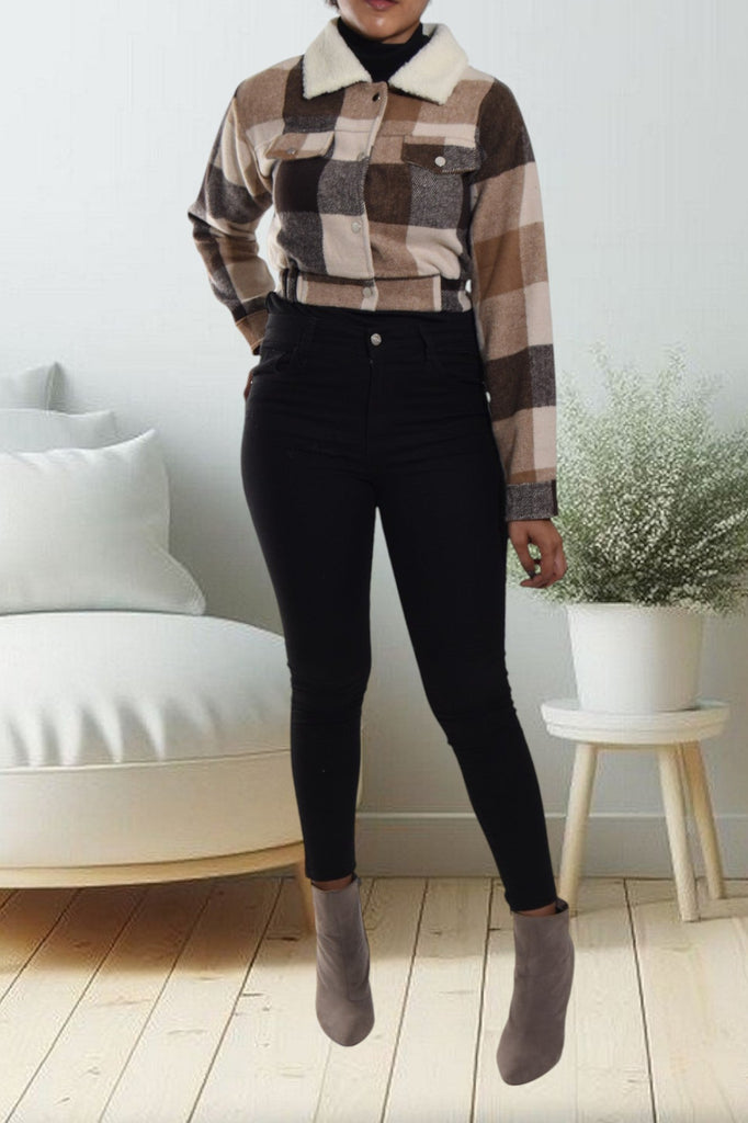 Black And Brown Crop Shacket - StylePhase SA