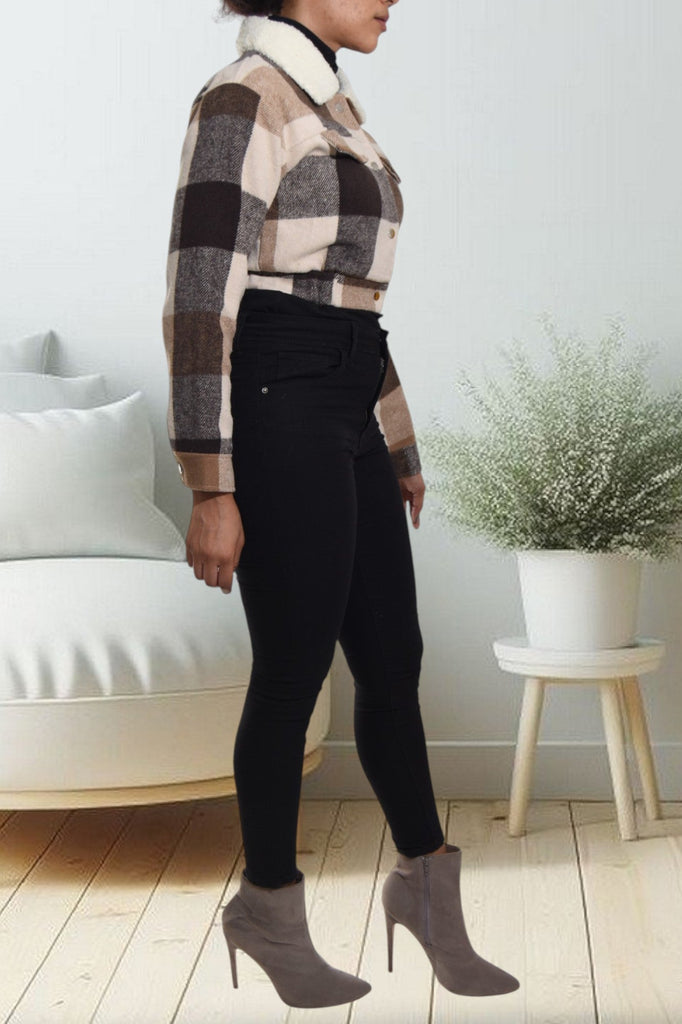 Black And Brown Crop Shacket - StylePhase SA