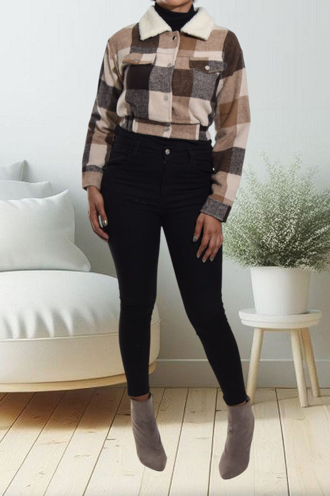 Black And Brown Crop Shacket - StylePhase SA