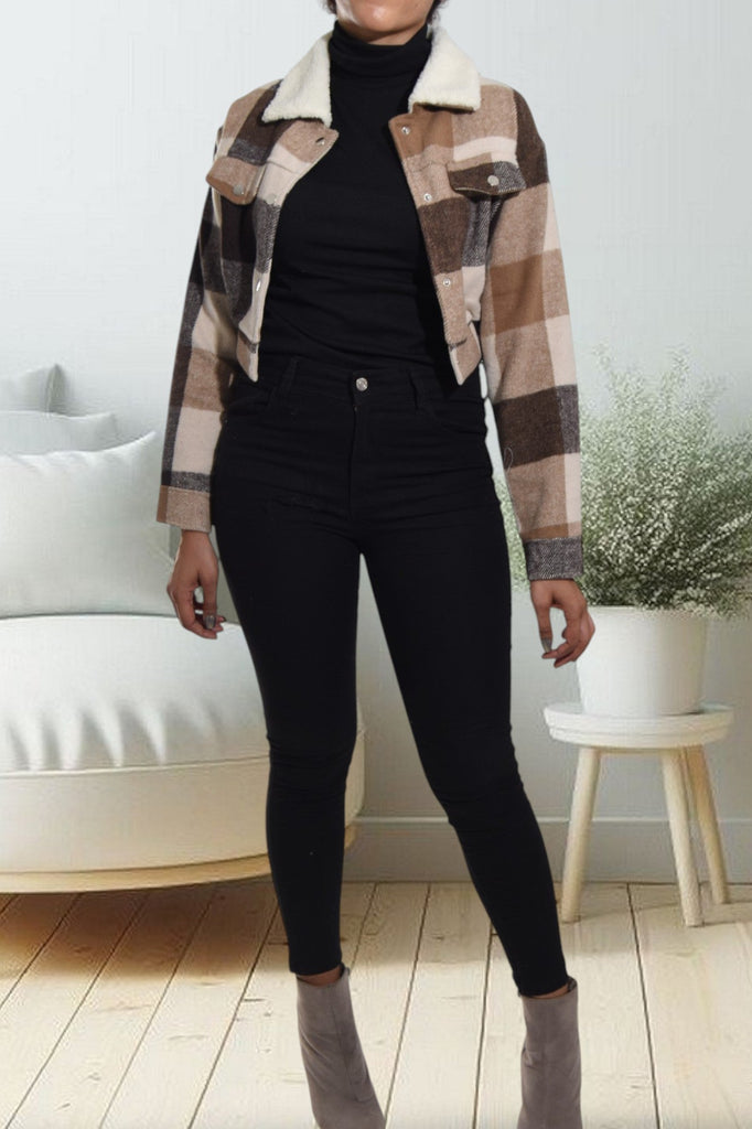 Black And Brown Crop Shacket - StylePhase SA