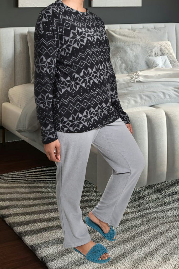 Black And Grey Fleece Pj Set - StylePhase SA